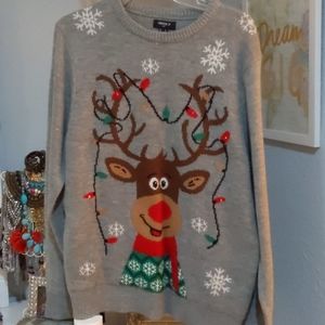 F21 Ugly Christmas Sweater with Flashing Lights